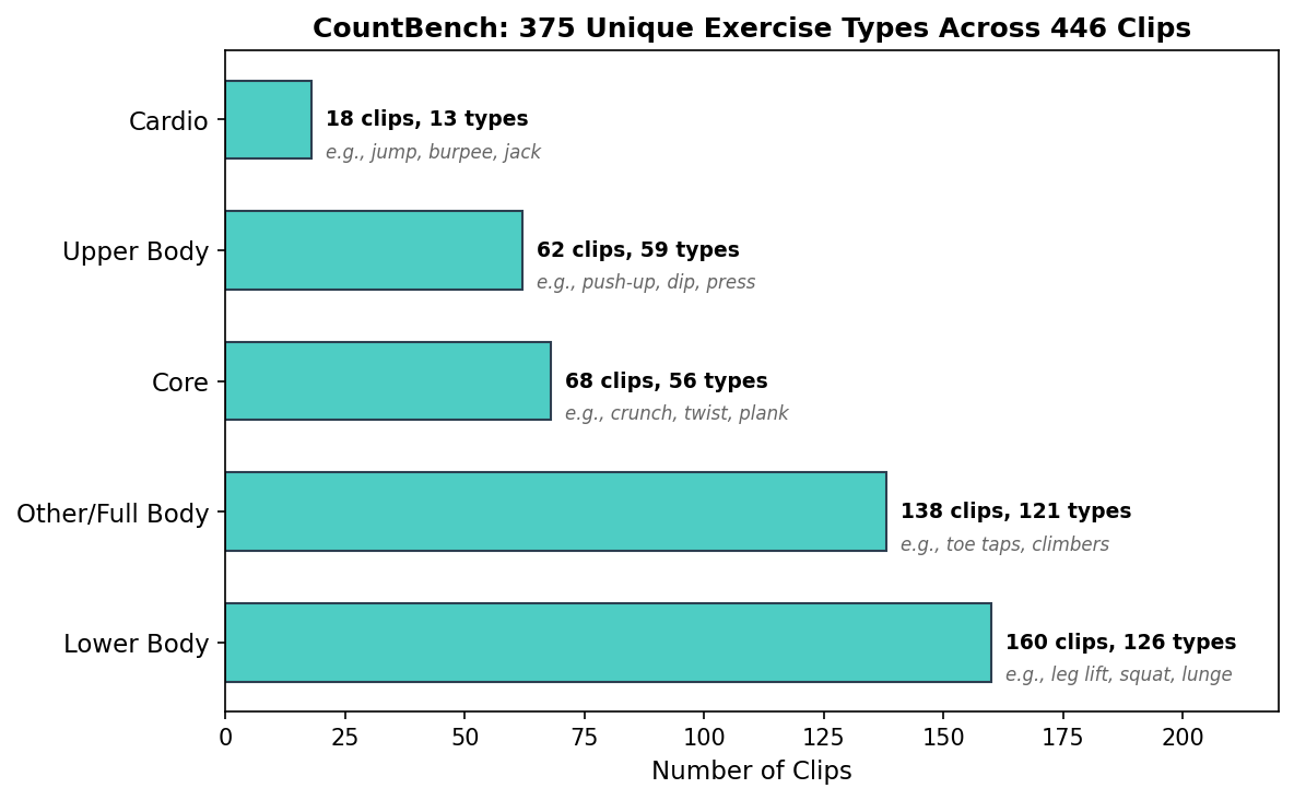 Exercise type diversity in PushupBench